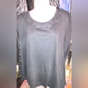 "Lane Bryant" Women's Short Sleeve Twisted/Pleated Collar Design Scoop Neck Top